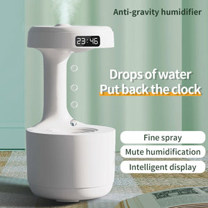 Humidifier With Clock Water Drop Backflow Aroma Diffuser