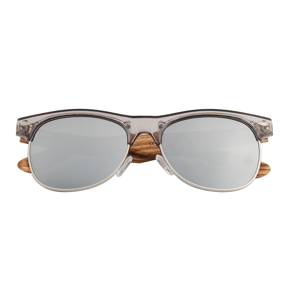 Real Zebra Wood Browline Style RetroShade Sunglasses by WUDN